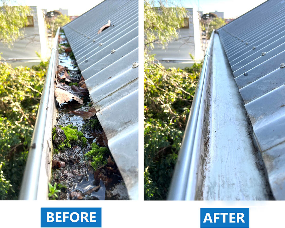 Outside of gutters before, Grime Busters Power Washing