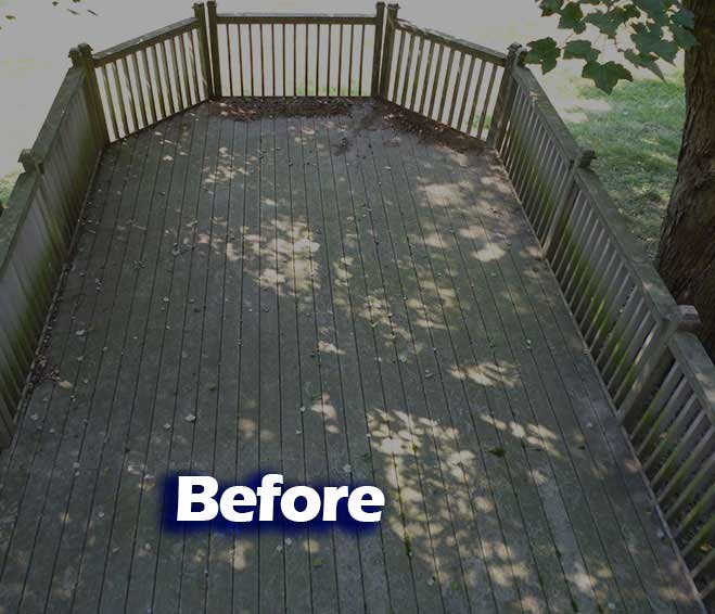 Composite deck before, Grime Busters Power Washing